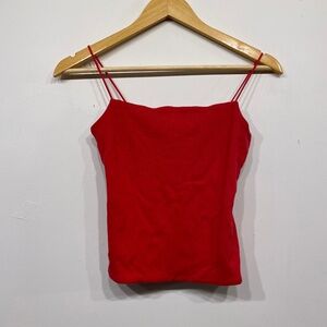 Madewell Red Ribbed Square Neck Tank Top Small